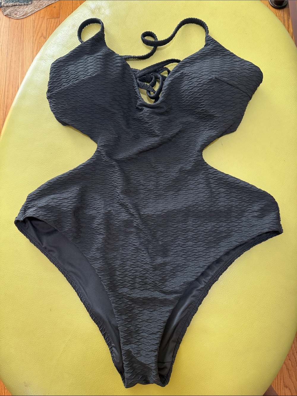 Victoria's Secret Black Swimwear with Pink Logo Print